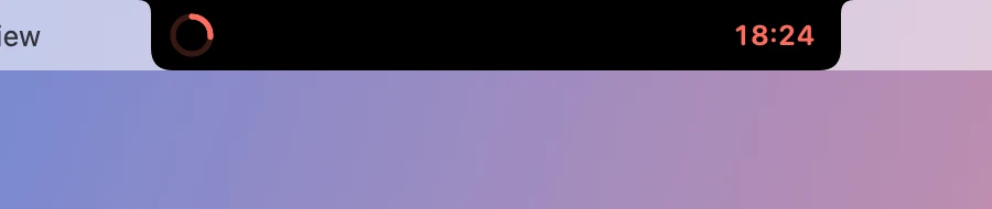 The closed notch with a timer ring on the left and 18:24 on the right.