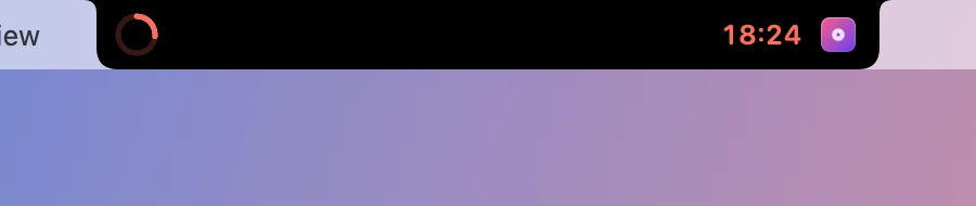 A timer in the closed notch with the album art as a small glyph at the end of the right ear.