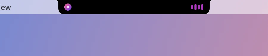 A virtual notch showing album art and an equalizer.