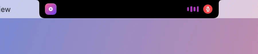 Music in the closed notch, with the red mute badge at the end of the right ear.