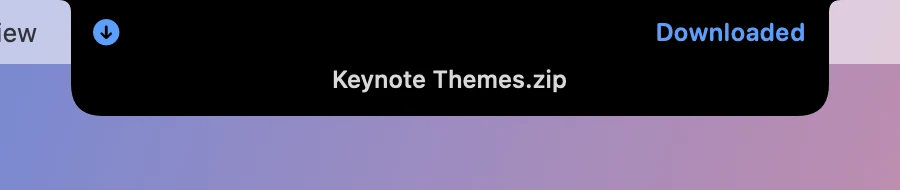 The closed notch saying Keynote Themes.zip has downloaded.