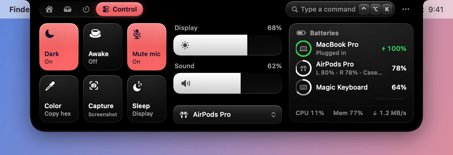 The Control tab in the Red accent.